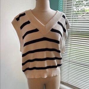 English Factory Black and Cream V-Neck Sweater